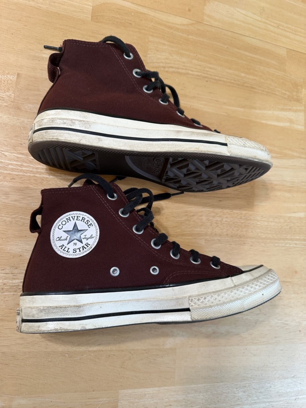 Burgundy High-Top Canvas Sneaker with Black Laces - Picture 3 of 11